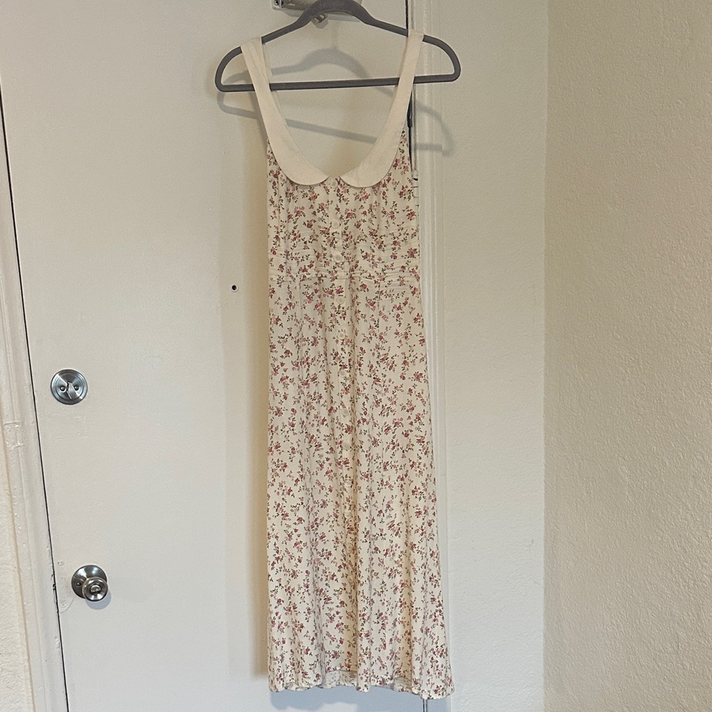 Reformation White and Pink Floral Sleeveless Maxi Dress Size 6